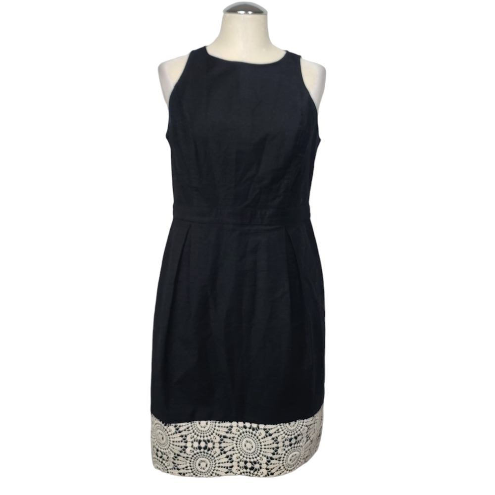 Ann Taylor Black Cream Lace Hem Sleeveless Dress 8P